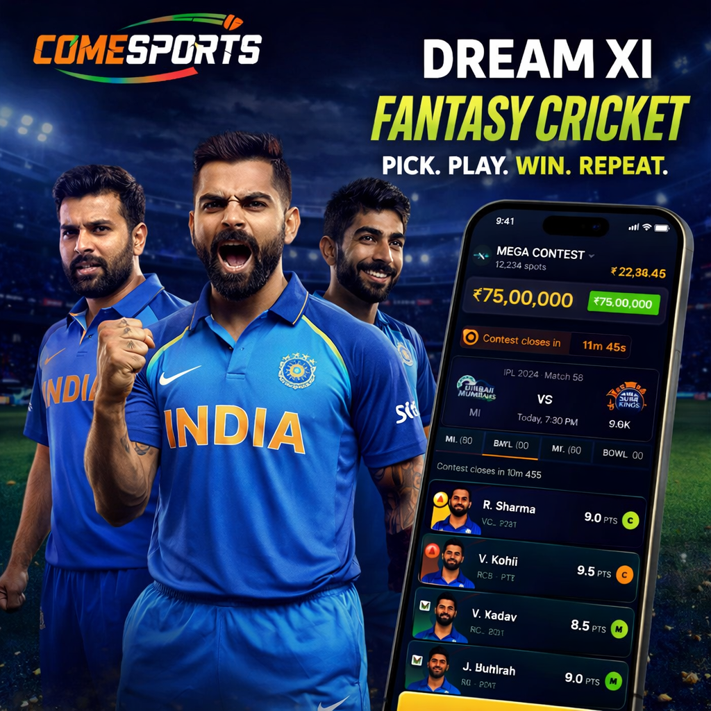 Come Club Play fantasy cricket and India team visual